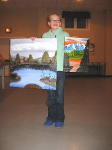 Hayley Newell won a painting and her mother, too! Lucky girls!