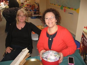 Lorraine Baker and Michele Shears Rumbolt with some of the donations.