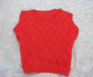 Short-sleeve summer sweater, hand-knitted, high-quality cotton yarn.